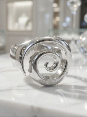Silver plated Spiral Statement Ring - Silver sz 7